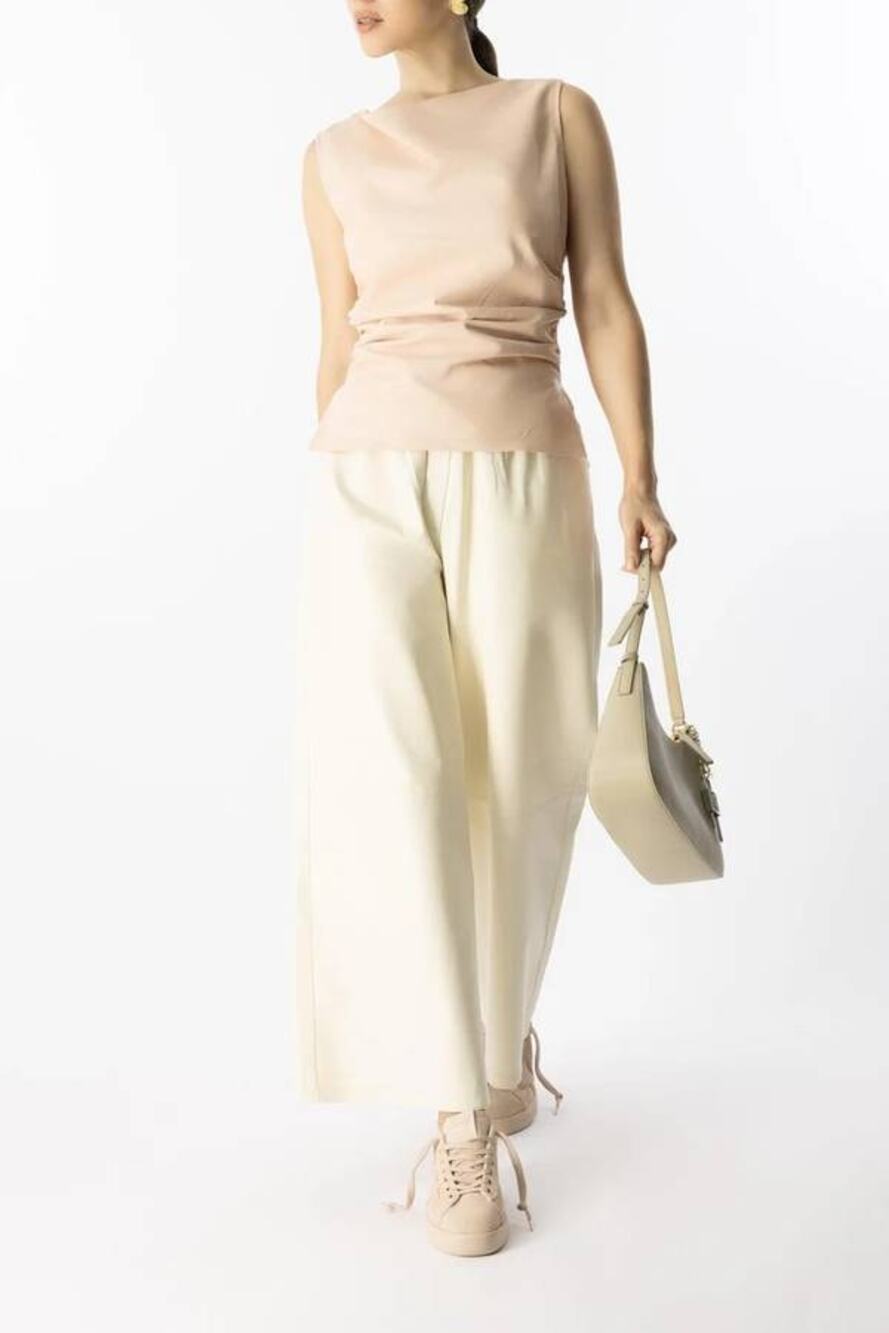 Arma Elizabeth Lamb Leather Crop Pant in Ecru Eu 40 US L